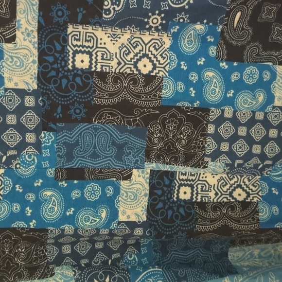 New with Tags Simple Suzanne Betro Blue Patchwork Bohemian Open Cardigan Size 1X - Picture 7 of 8